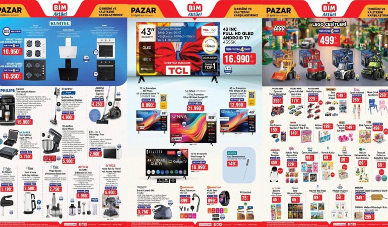 27 EYLÜL PAZAR BİM AKTÜEL KATALOĞU! ANKASTRE SET, SÜPÜRGE, TV, KAHVE MAKİNESİ… (BİM 27 EYLÜL-3 EKİM)
