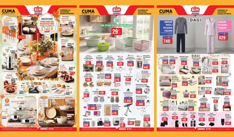 BİM 2 EKİM CUMA EVİNİZİ BAŞTAN AŞAĞI YENİLİYOR! MUTFAKTAN TEKSTİLE DEV KATALOG (BİM 2-8 EKİM)