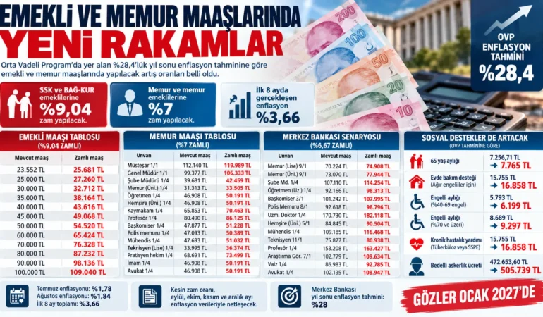 OVP'nin yüzde 28,4 enflasyon tahmini ocak zammını şekillendiriyor: SSK ve BAĞ‑KUR için yüzde 9,04 memurlar için yüzde 7