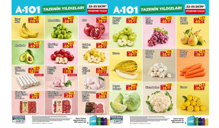 A101 TAZENİN YILDIZLARI KATALOĞU! MEYVE, SEBZE VE ET REYONUNDA DEV İNDİRİM (A101 22-25 EKİM)